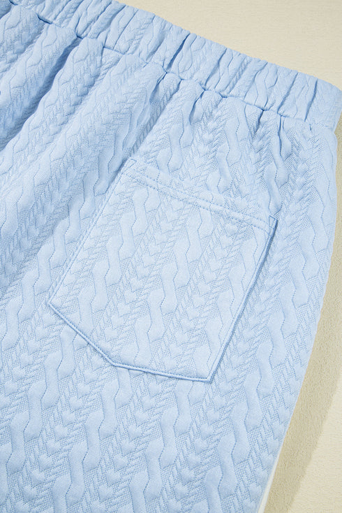 Textured Contrast Trim Crewneck Pocketed Two Piece Dress