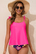 Tie Shoulder Strap Relaxed Fit Two Piece Tankini Set