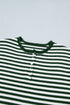 Striped Button Placket Drop Shoulder Long Sleeve Sweater