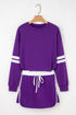 Varsity Stripe Contrast Trim Pullover Skort Two Piece Dress