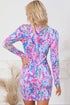 Abstract Print Long Sleeve Bodycon Mini Dress