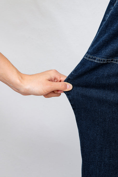 Elastic Waist Ruffled Wide Leg Denim Pants