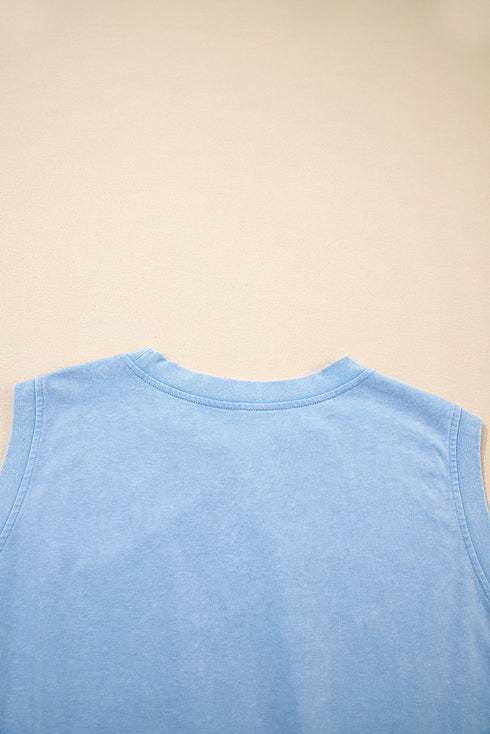 Mineral Wash Tank Top Split Skirt Two Piece Dress