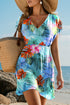 Bohemian Floral Print V Neck Semi Sheer Beach Cover Up