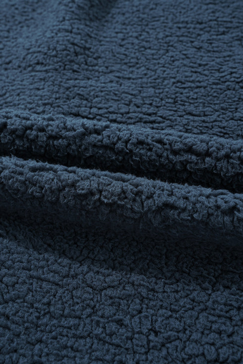 Solid Fleece Flap Pocket Single Breasted Teddy Coat