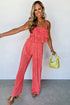 Solid Ruffle Tiered Cami Pleated Wide Leg Pant Sets