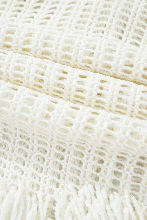 Boho Open Knit Tie Waist Mini Cover Up