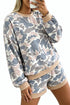 Camouflage Patchwork Two Piece Long Sleeve Short Set