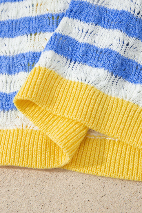 Striped Button Front Long Sleeve Loose Fit Knit Cardigan