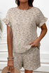 Textured Ruffle Sleeve Top And Drawstring Short Sets