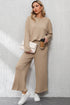 Loose Fit Textured Wide Leg Pullover And Pants Loungewear