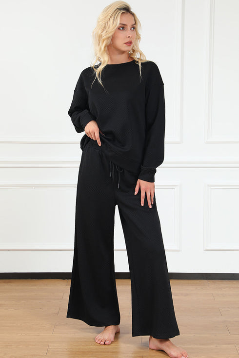 Ultra Loose Textured Slouchy Matching Pant Set