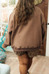 Letter Print Mock Neck Oversized Long Sleeve Sweatshirt