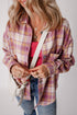 Casual Plaid Print Chest Pocket Long Sleeve Shacket