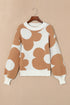 Abstract Floral Print Mock Neck Knit Sweater