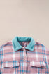 Color Block Collared Flap Pocket Relaxed Plaid Shacket