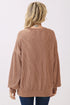 Leopard Print Ribbed Knit Corded Long Sleeve Top