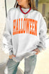Pumpkin Face Print Mock Neck Pullover Sweatshirt