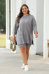 Solid Ribbed Loose Tunic Top And Slim Short Sets