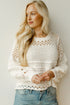 Mixed Stitch Scalloped Hem Relaxed Fit Sweater