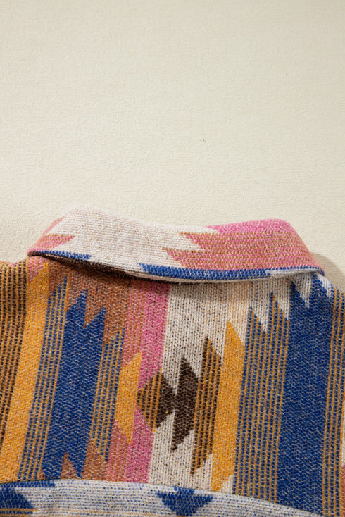 Aztec Print Western Button Up Shirt Jacket