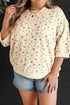 Polyester Elastane Floral Print Cuffs Hem Blouse