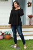 Bow Tie Front Long Sleeve Peplum Blouse