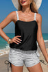 Blouson Square Neck Ruched Side Tie Tankini Set