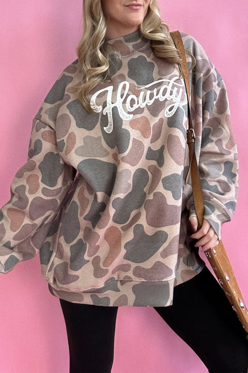 Camo Howdy Western Style Pullover Sweatshirt