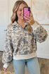 Polyester Elastane Camouflage Print Collar Pullover Sweatshirt