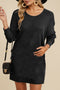 Raised Rib Knit Dolman Sleeve Shift Sweater Dress