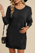 Raised Rib Knit Dolman Sleeve Shift Sweater Dress
