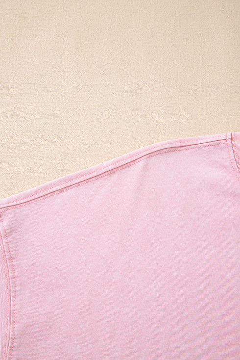 Acid Wash Star Applique Rolled Trim Pants Set