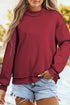 Oversize Drop Shoulder Reversible Mock Neck Solid Sweatshirt
