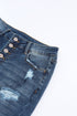 Distressed Button Fly High Waisted Skinny Denim Jeans