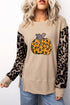 Pumpkin Graphic Leopard Long Sleeve Western Pullover Tee