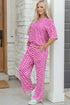 Checkered Print Half Sleeve Two Piece Loungewear Set