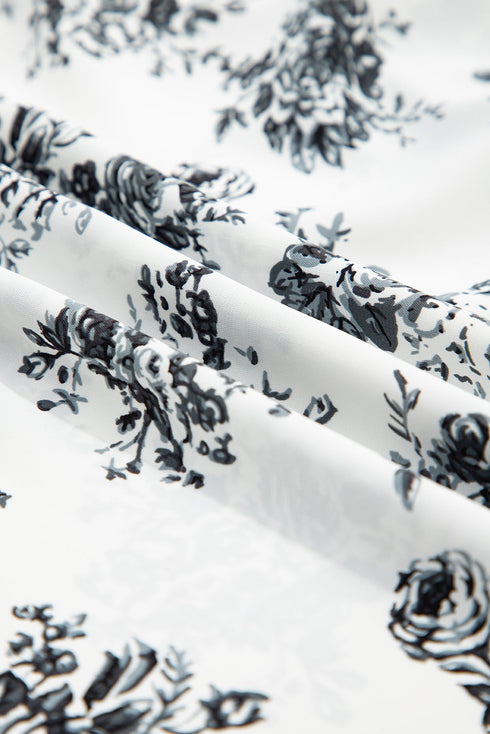 Bohemian Floral Print High Waist Ruffle Split Maxi Skirt