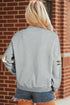 Sequin Mallard Graphic Mock Neck Baggy Pullover Sweatshirt