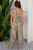 Exclusive Ribbed Leopard Print Wide Leg Bib Jumpsuit