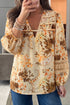 All Over Paisley Decorative Binding V Neck Shift Blouse