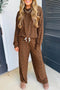 Leopard Print Long Sleeve Top Relaxed Pant Set