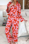 Bow Print Long Sleeve Wide Leg Sleepwear