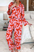 Bow Print Long Sleeve Wide Leg Sleepwear