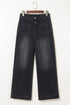 High Rise Wide Leg Pocketed Stretch Denim Jeans