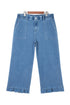 Elastic Waist Ruffled Wide Leg Denim Pants
