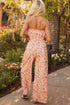 Bohemian Floral Print Bandeau Wide Leg Pant Set