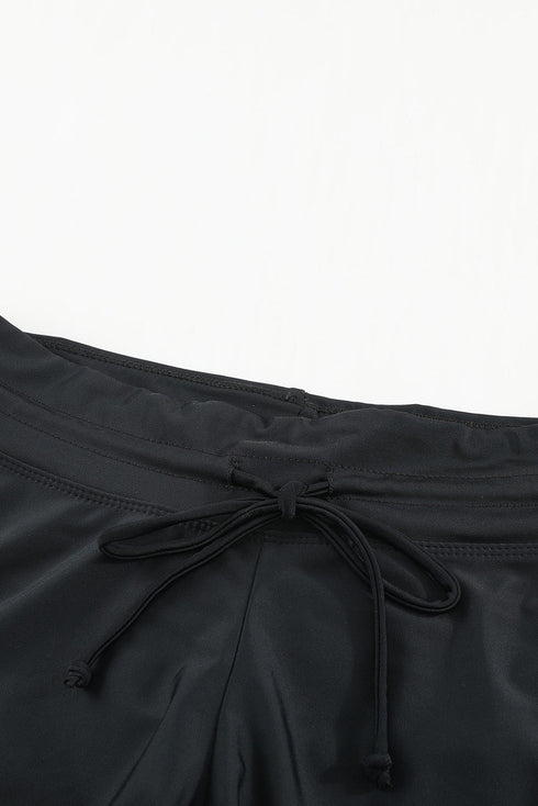 Contrast Waistband Tie Front Swim Shorts