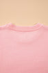 Drop Shoulder Round Neck Towel Embroidery Slogan Pullover Sweater