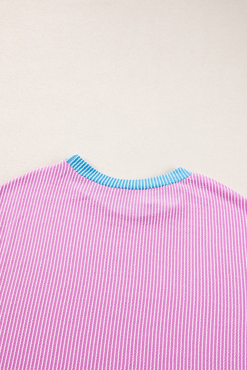 Corded Texture Panel Trim Two Piece Short Set